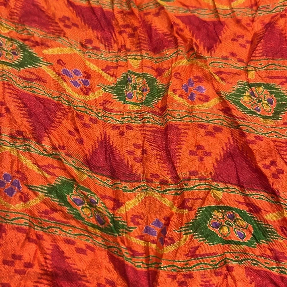 Green Sewn kimono, orange/gold/green, beautiful crepe size “2” 75% recycled silk - Picture 5 of 7